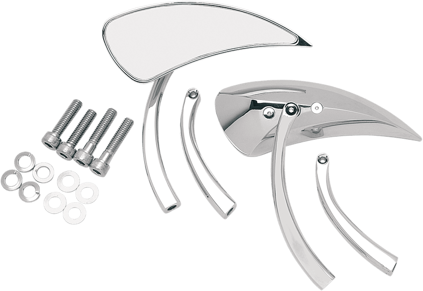 DRAG SPECIALTIES 0640-0082 Mirrors - Side View - Teardrop - Chrome - Right/Left - Pair