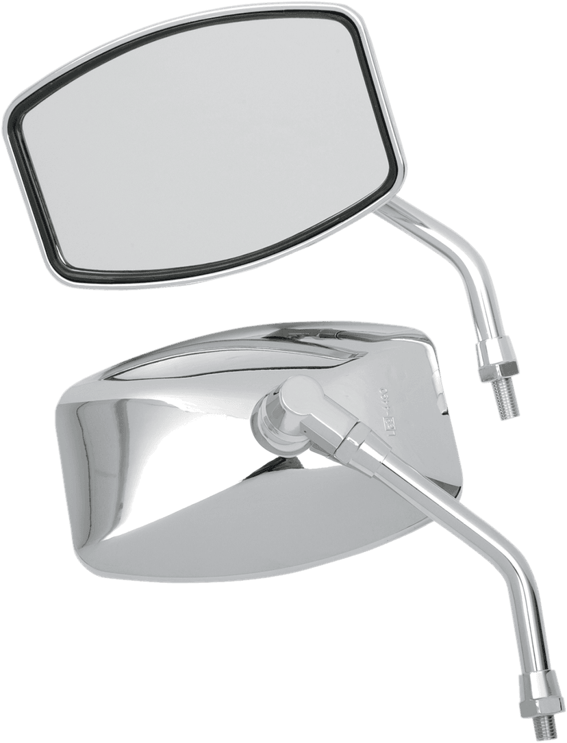 EMGO 0640-0155 Mirror - "Big One"/Cruiser - Side View - Rectangle - M10 x 1.25 - Chrome - Pair