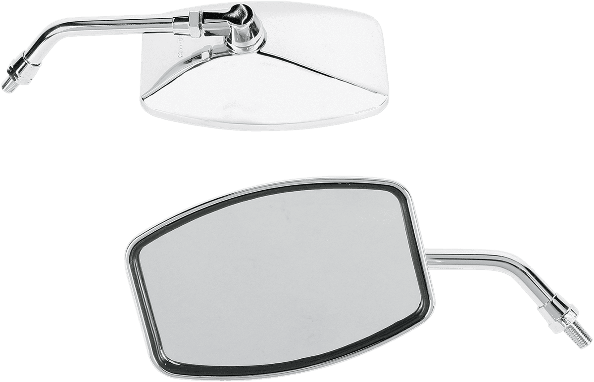 EMGO 0640-0156 Mirror - "Big One"/Cruiser - Side View - Rectangle - M10 x 1.25 | M10 x 1.25 (Left Hand) - Chrome