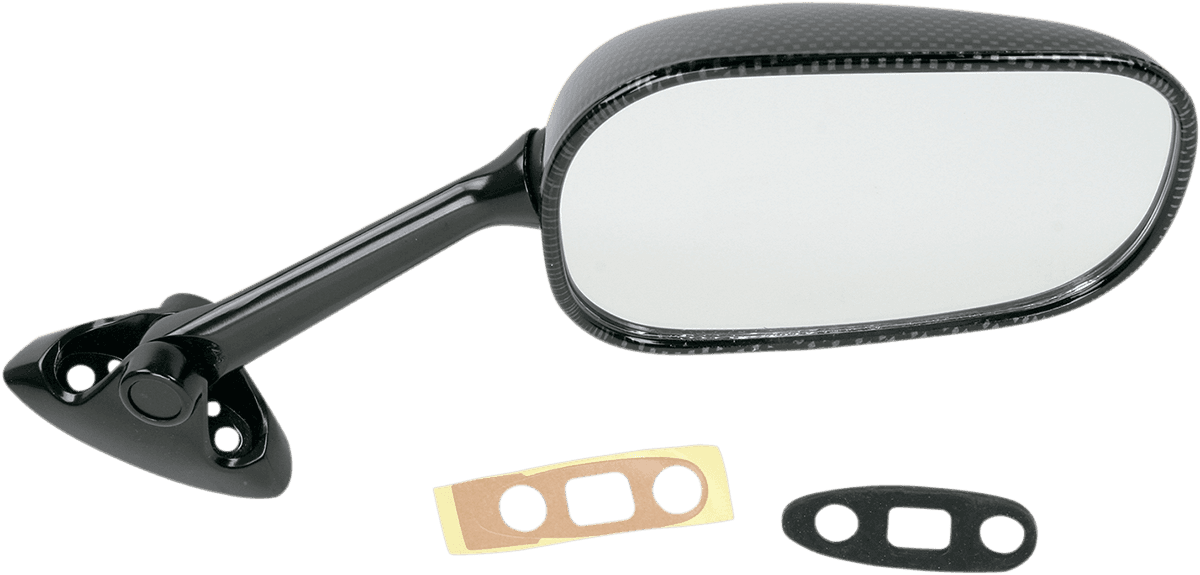 EMGO 0640-0165 Mirror - Side View - Black/Carbon Fiber - Rectangle - Right - Suzuki