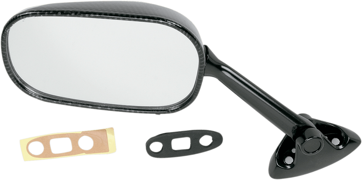EMGO 0640-0166 Mirror - Side View - Black/Carbon Fiber - Rectangle - Left - Suzuki