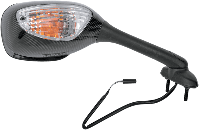 EMGO 0640-0169 Mirror - Side View - Lighted - Black/Carbon Fiber - Rectangle - Right - Suzuki