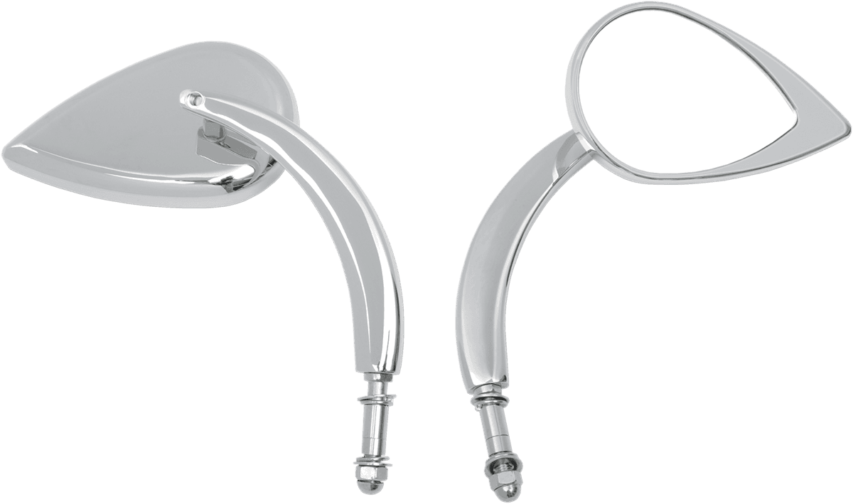 DRAG SPECIALTIES 0640-0387 Mirror - Side View - Teardrop - Chrome - Curved/Long Stem - Each