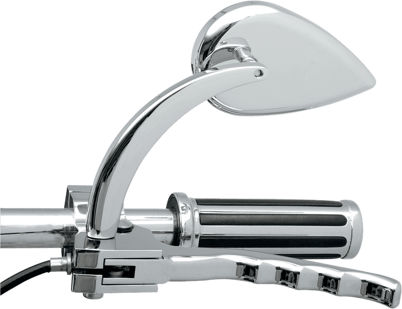 DRAG SPECIALTIES 0640-0387 Mirror - Side View - Teardrop - Chrome - Curved/Long Stem - Each — image 2 of 2