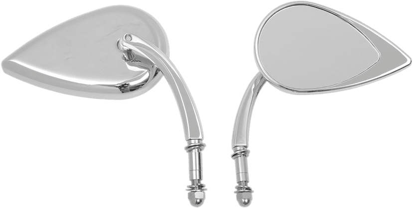 DRAG SPECIALTIES 0640-0388 Mirror - Side View - Teardrop - Chrome - Curved/Short Stem - Each