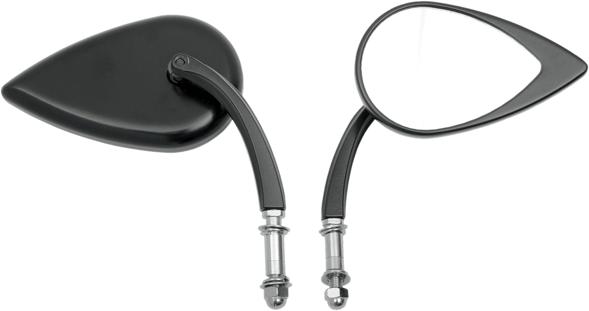 DRAG SPECIALTIES 0640-0390 Mirror - Side View - Teardrop - Black - Curved/Short Stem - Each