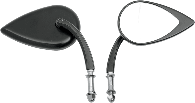DRAG SPECIALTIES 0640-0390 Mirror - Side View - Teardrop - Black - Curved/Short Stem - Each — image 1 of 3