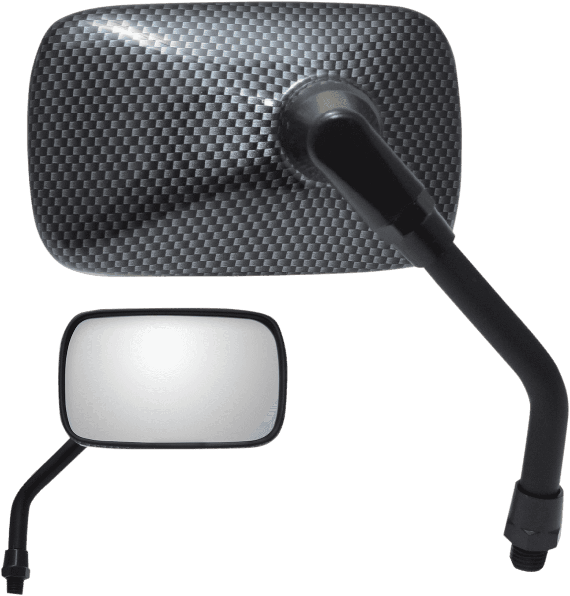 PARTS UNLIMITED 0640-0955 Mirror - Mini - Side View - Rectangle - Black/Carbon Fiber - M10x1.25 - Each