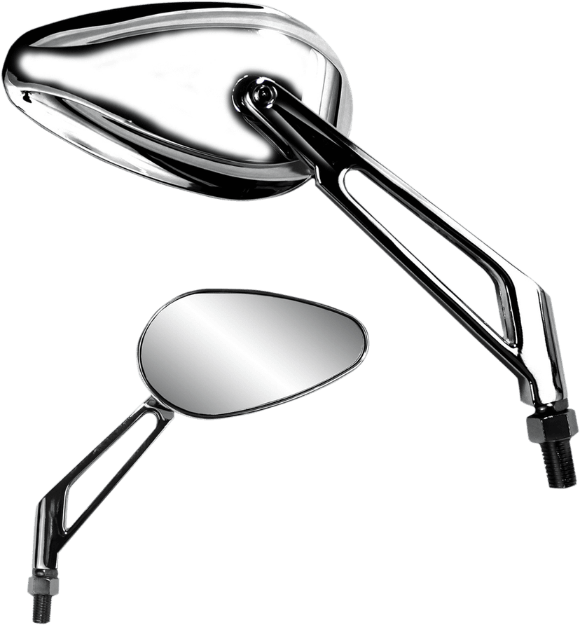 PARTS UNLIMITED 0640-0962 Mirror - X-Treme Mini - Side View - Teardrop - Billet - Short - Chrome - Each