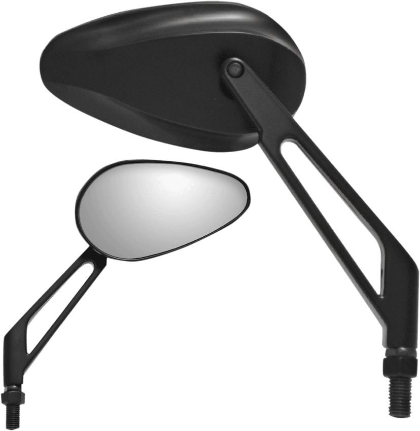 PARTS UNLIMITED 0640-0963 Mirror - X-Treme Mini - Side View - Teardrop - Billet - Short - Black - Each