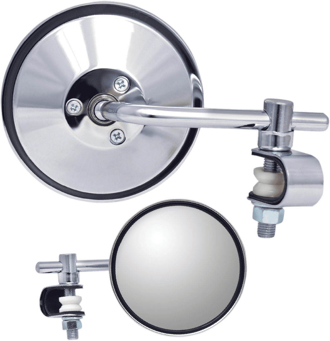 PARTS UNLIMITED 0640-0964 Mirror - Side View - Round - Chrome - Short - Each
