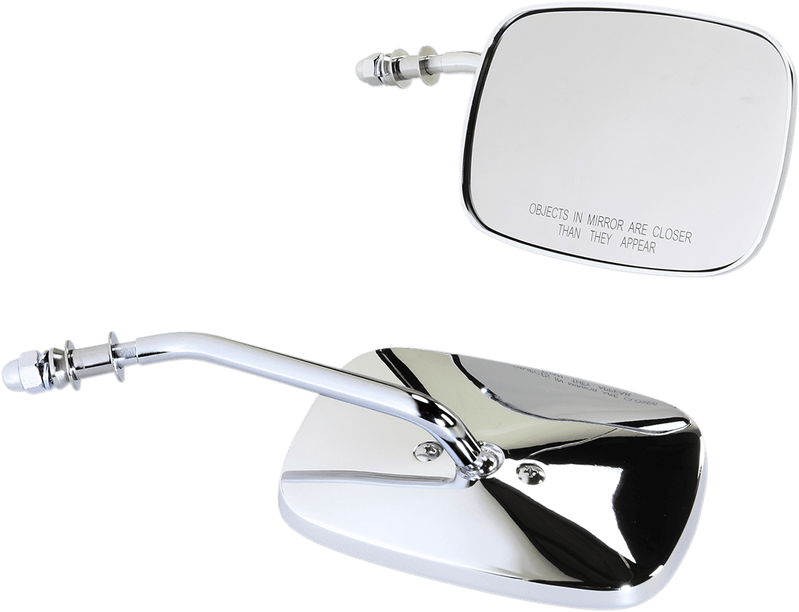 DRAG SPECIALTIES 0640-0980 Mirrors - OEM - Side View - Rectangle - Chrome - Short - Pair