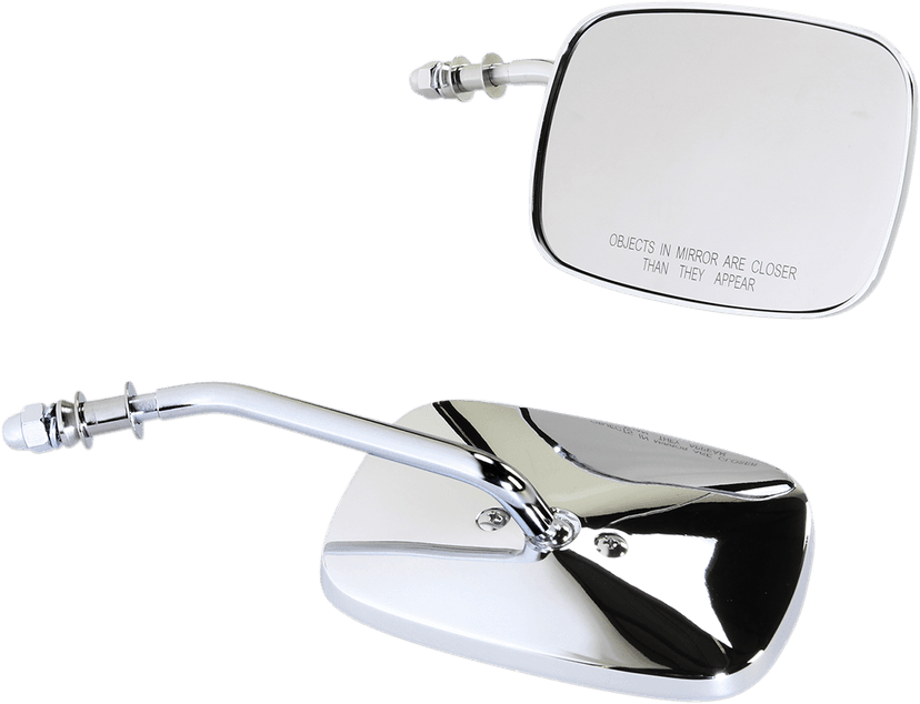 DRAG SPECIALTIES 0640-0980 Mirrors - OEM - Side View - Rectangle - Chrome - Short - Pair