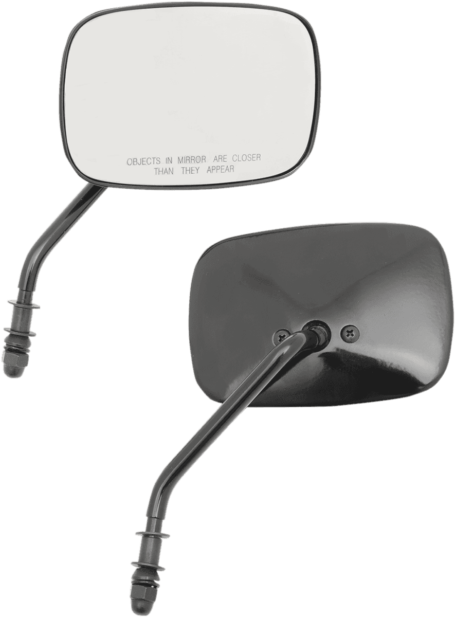 DRAG SPECIALTIES 0640-0981 Mirrors - OEM - Side View - Rectangle - Black - Short - Pair