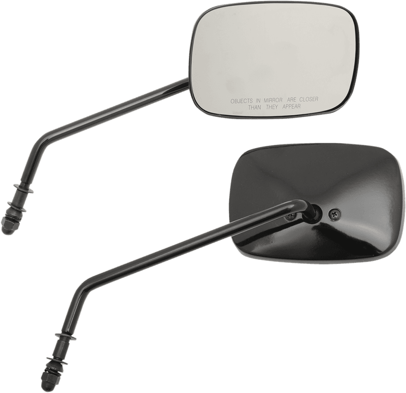 DRAG SPECIALTIES 0640-0983 Mirrors - OEM - Side View - Rectangle - Black - Long - Pair