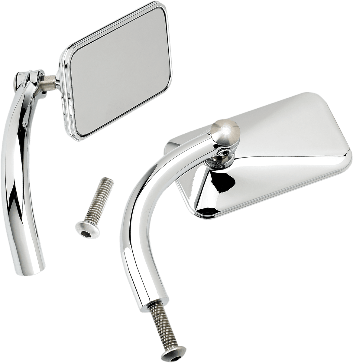 BILTWELL 0640-1001 Mirrors - Utility - Side View - Rectangle - Perch - Chrome - Pair