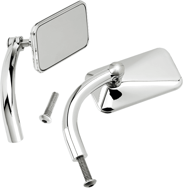 BILTWELL 0640-1001 Mirrors - Utility - Side View - Rectangle - Perch - Chrome - Pair