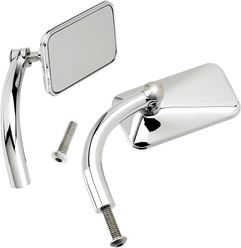 BILTWELL 0640-1001 Mirrors - Utility - Side View - Rectangle - Perch - Chrome - Pair
