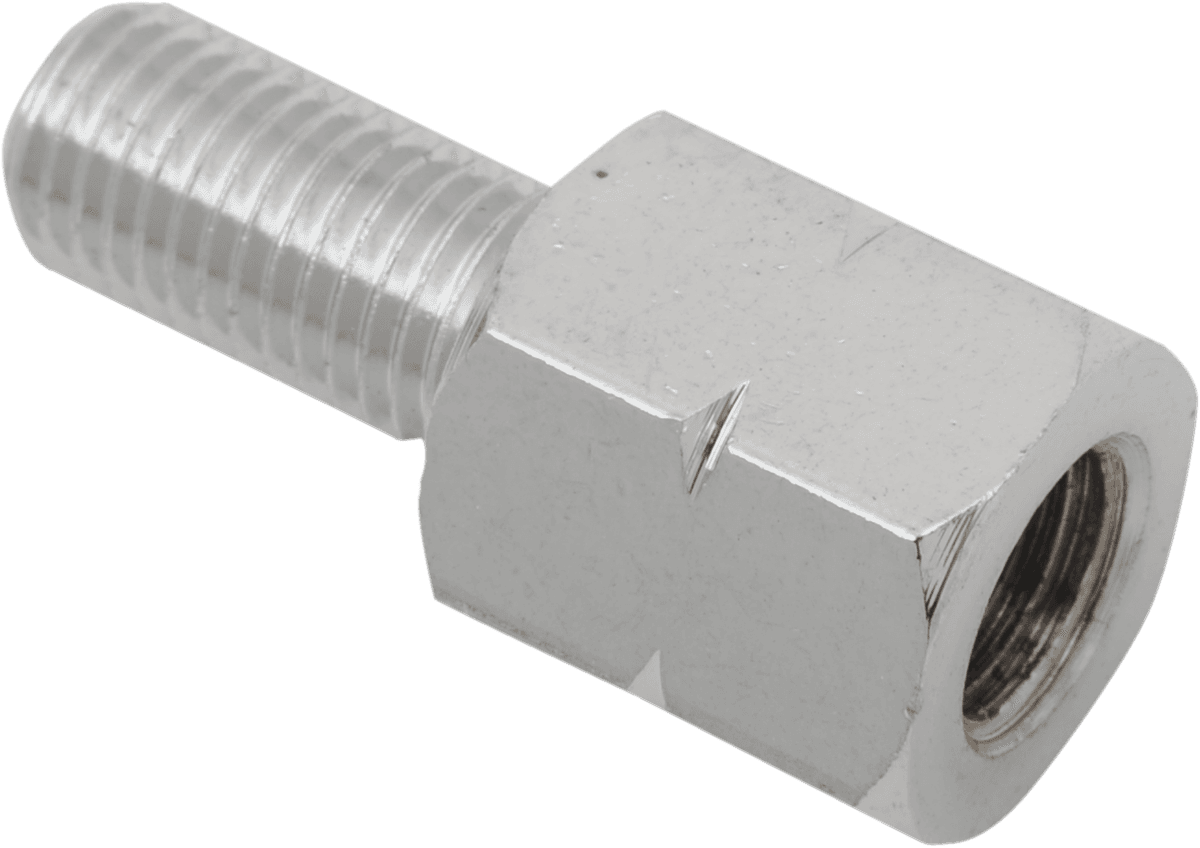 EMGO 0640-1023 Adapter - Mirror - Universal - M10 x 1.25 Male | M10 x 1.25 (Left Hand) Female - Chrome