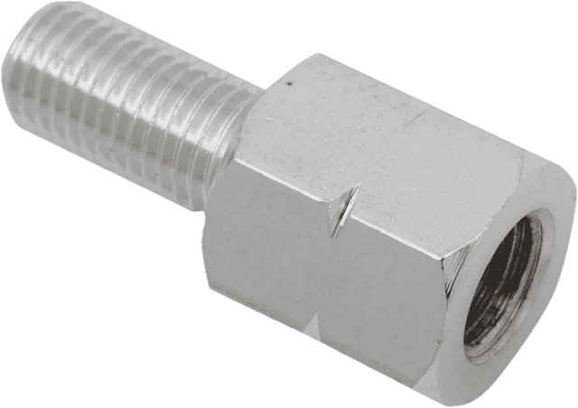 EMGO 0640-1023 Adapter - Mirror - Universal - M10 x 1.25 Male | M10 x 1.25 (Left Hand) Female - Chrome