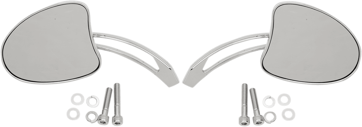 DRAG SPECIALTIES 0640-1098 Mirrors - Side View - Tapered - Chrome - Long Stem - Pair