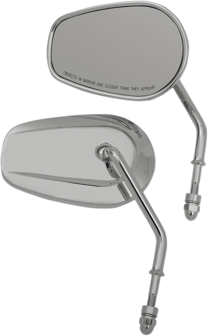 DRAG SPECIALTIES 0640-1307 Mirrors - OEM/Replacement - Side View - Teardrop - Short Stem - Chrome - Pair