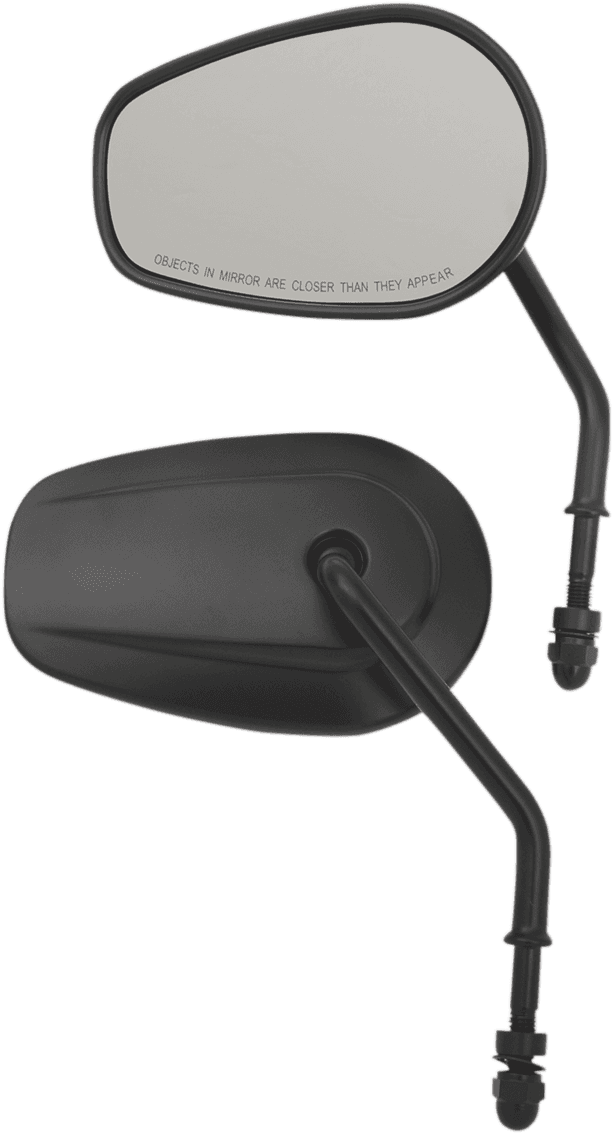 DRAG SPECIALTIES 0640-1308 Mirrors - OEM/Replacement - Side View - Teardrop - Short Stem - Black - Pair