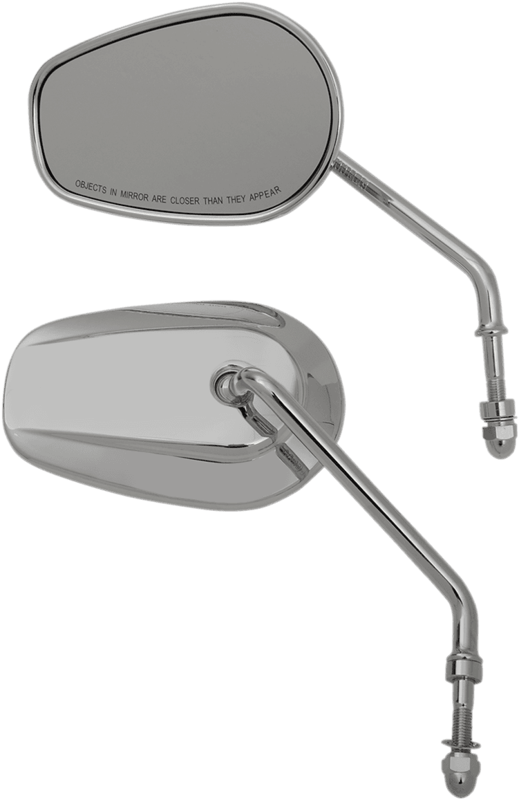 DRAG SPECIALTIES 0640-1309 Mirrors - OEM/Replacement - Side View - Teardrop - Long Stem - Chrome - Pair