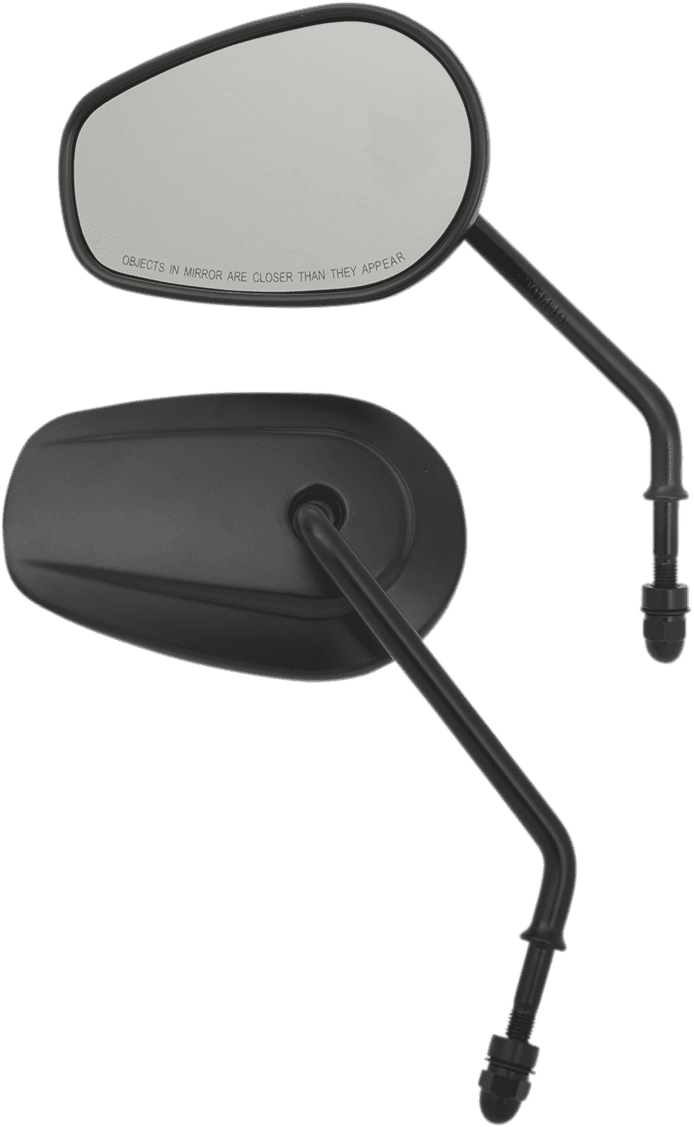 DRAG SPECIALTIES 0640-1310 Mirrors - OEM/Replacement - Side View - Teardrop - Long Stem - Black - Pair