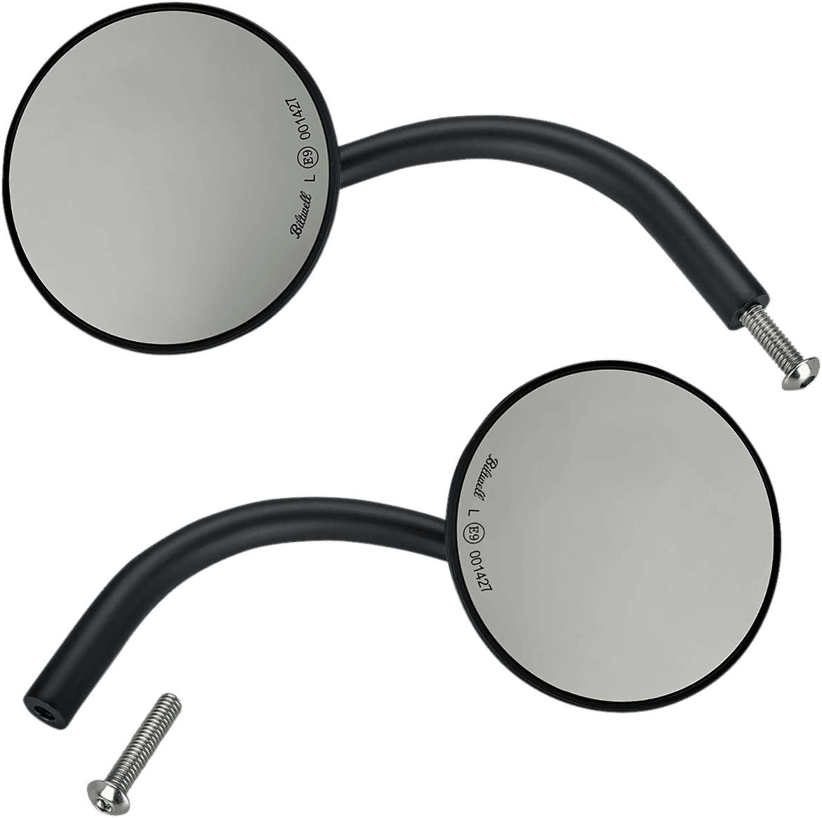 BILTWELL 0640-1328 Mirrors - Utility - Side View - Round - Perch - Black - Pair