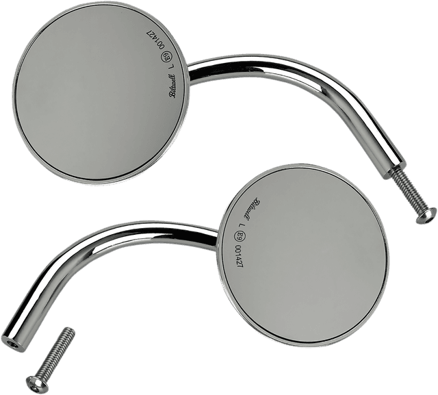 BILTWELL 0640-1329 Mirrors - Utility - Side View - Round - Perch - Chrome - Pair