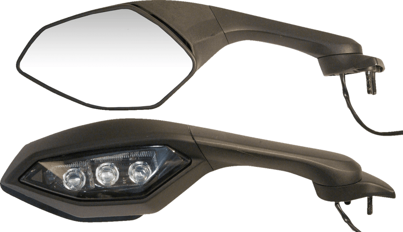 EMGO 0640-1568 Mirror - OEM - Replacement - Side View - Cat Eye - Black - Right - Each