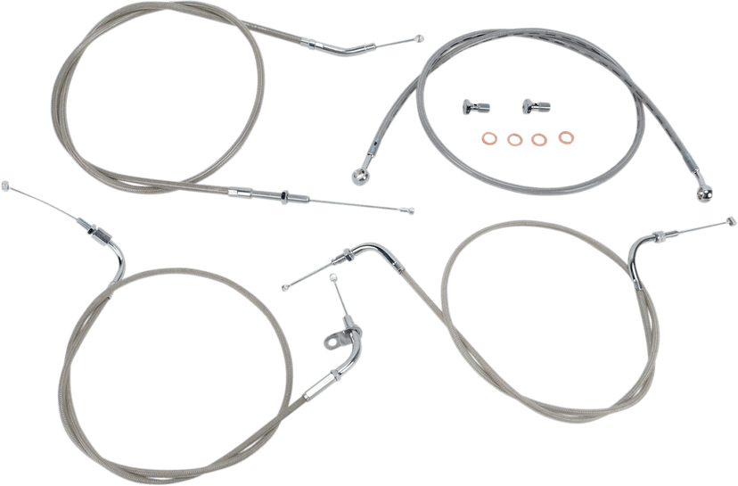 BARON 0650-0999 Stainless Handlebar Cable/Line Kit - 12"-14" - XVS650CL - Stainless Steel