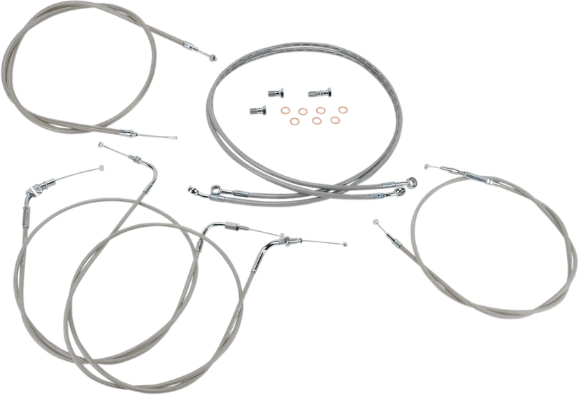 BARON 0650-1002 Stainless Handlebar Cable/Line Kit - XVS1100CL