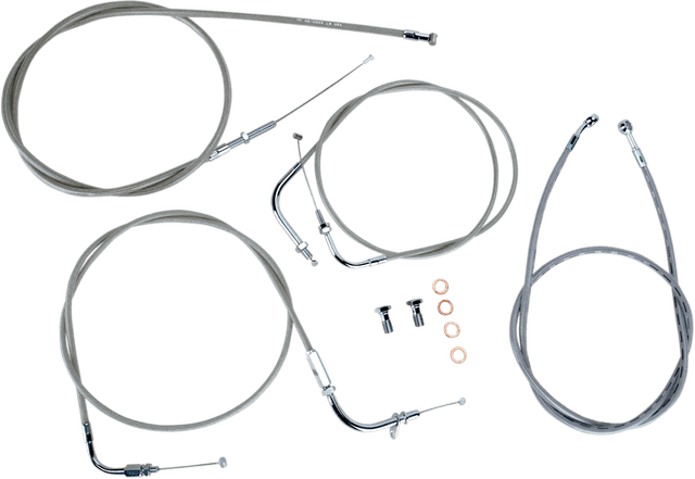 BARON 0650-1010 Stainless Handlebar Cable/Line Kit - 15"-17" - XVS650CU