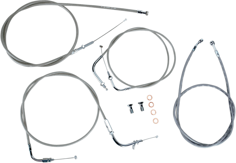 BARON 0650-1010 Stainless Handlebar Cable/Line Kit - 15"-17" - XVS650CU
