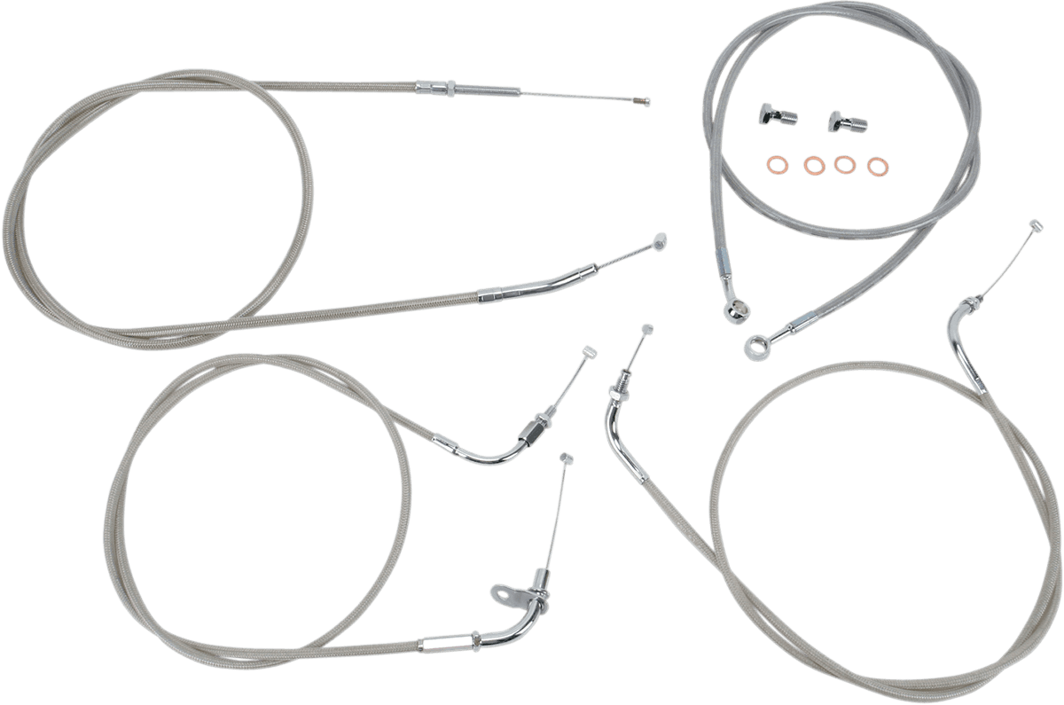 BARON 0650-1011 Stainless Handlebar Cable/Line Kit - 15"-17" - XVS650CL