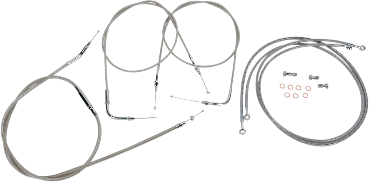 BARON 0650-1013 Stainless Handlebar Cable/Line Kit - 15"-17" - '04-'07 Roadstar