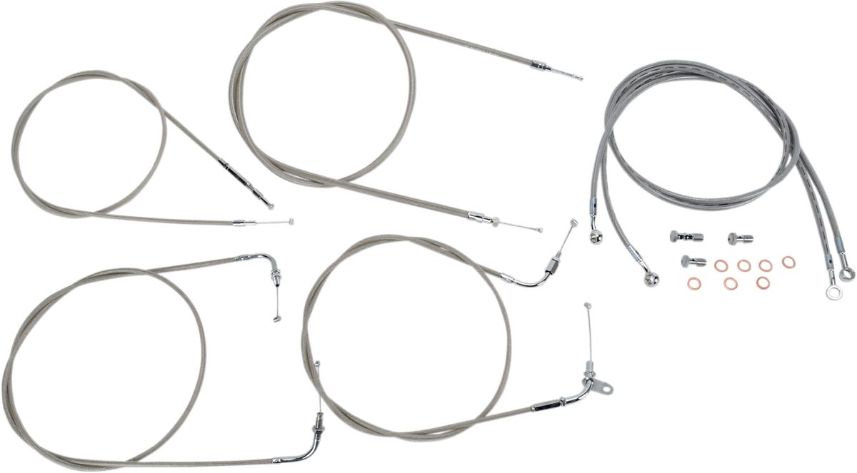 BARON 0650-1014 Stainless Handlebar Cable/Line Kit - 15"-17" - XVS1100CL