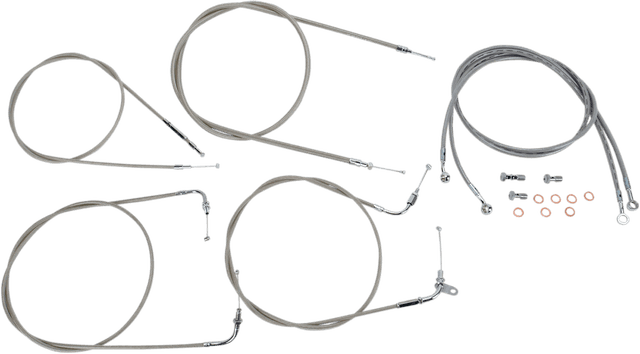 BARON 0650-1014 Stainless Handlebar Cable/Line Kit - 15"-17" - XVS1100CL