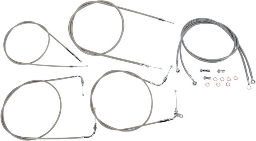 BARON 0650-1014 Stainless Handlebar Cable/Line Kit - 15"-17" - XVS1100CL