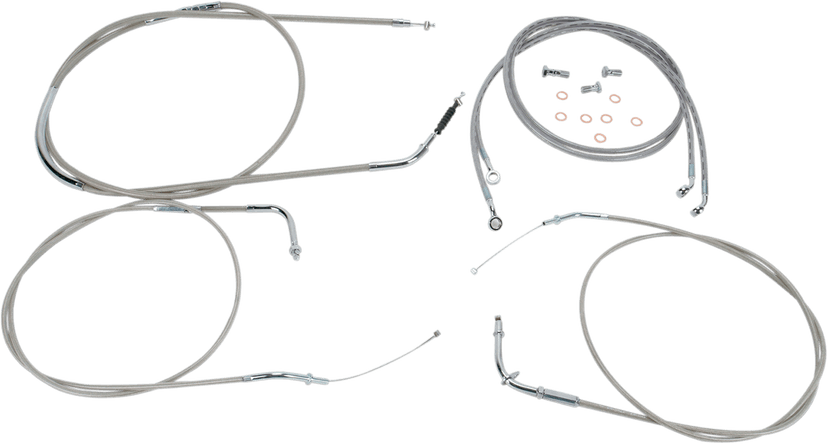 BARON 0650-1017 Stainless Handlebar Cable/Line Kit - 15"-17" - VN2000