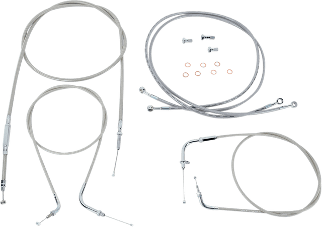 BARON 0650-1019 Stainless Handlebar Cable/Line Kit - 15"-17" - XVS1300