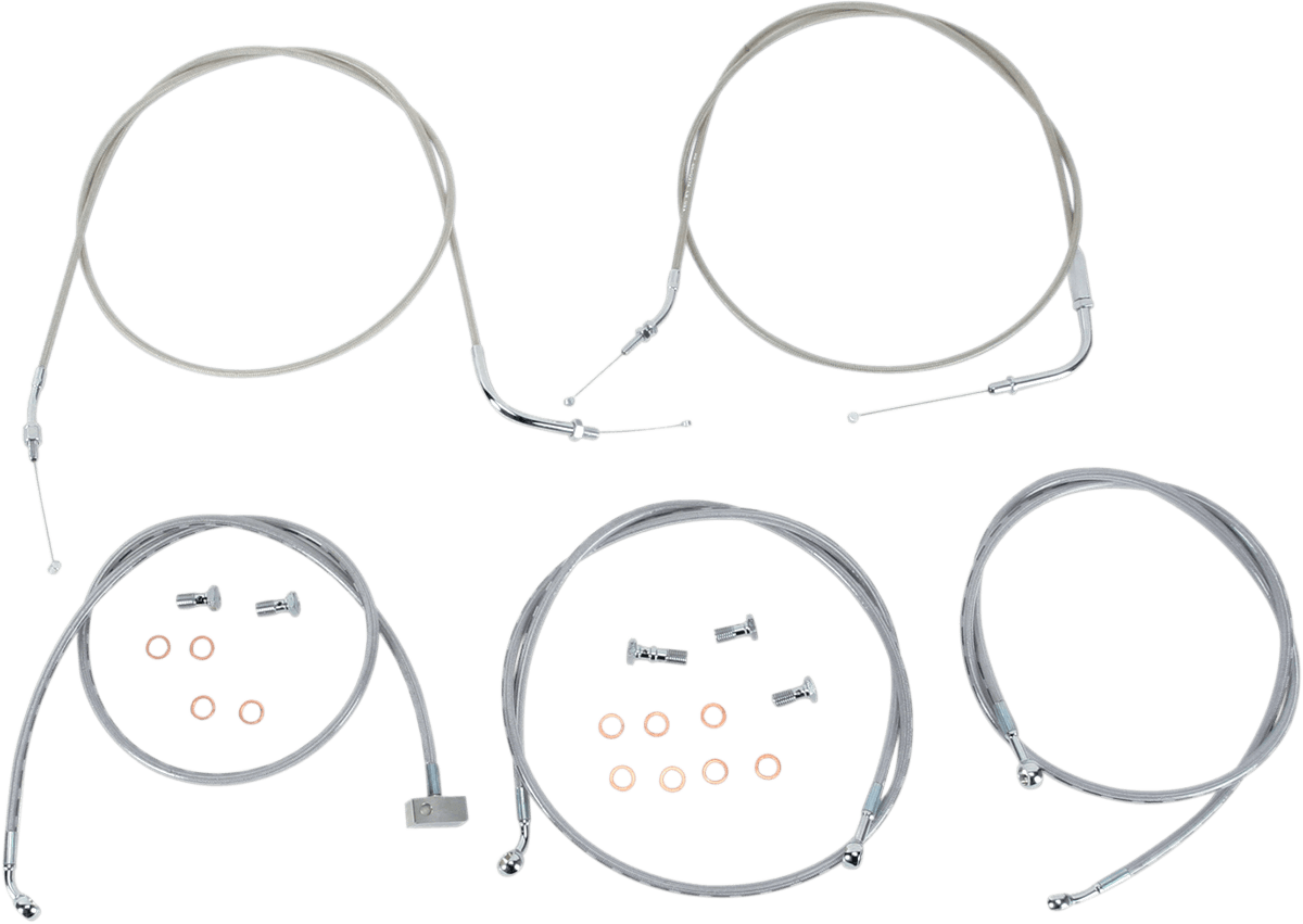 BARON 0650-1021 Stainless Handlebar Cable/Line Kit - 15"-17" - Roadliner