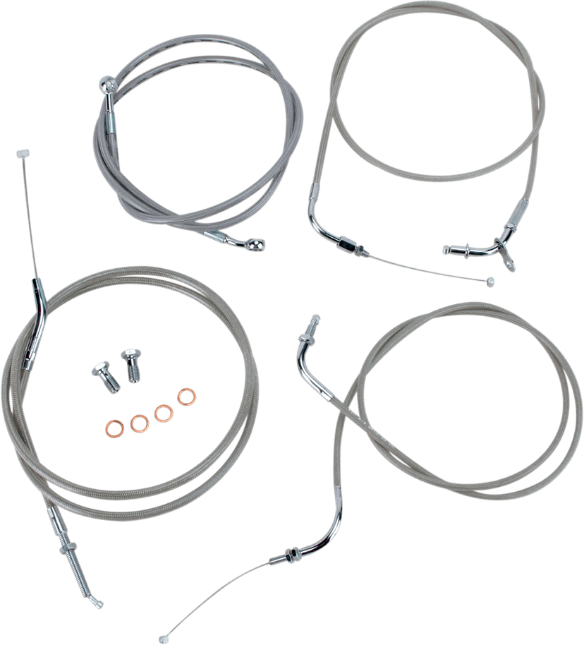 BARON 0650-1023 Stainless Handlebar Cable/Line Kit - 18"-20" - XVS650CL