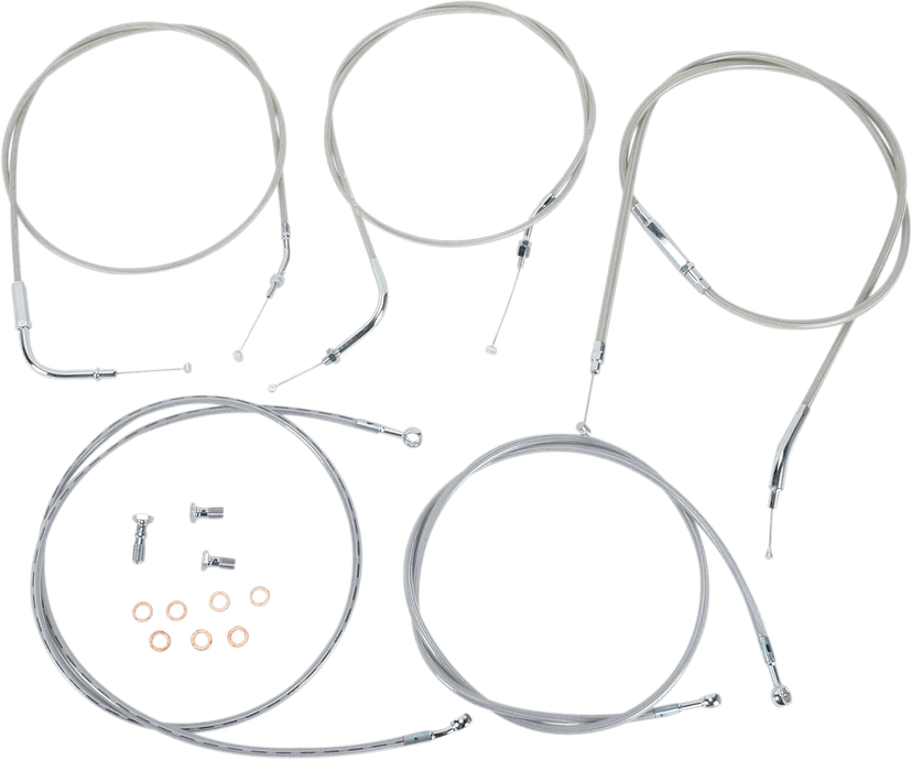 BARON 0650-1025 Stainless Handlebar Cable/Line Kit - 18"-20" - '04-'07 Roadstar