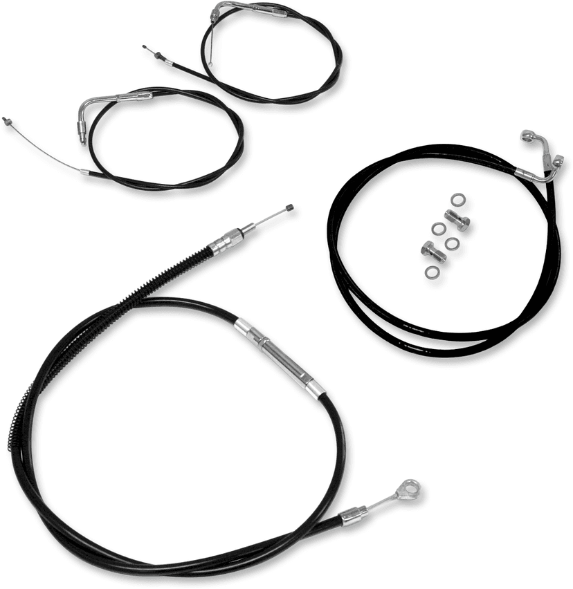 BARON 0650-1175 Black Handlebar Cable/Line Kit - 12"-14" Handlebars - Bolt