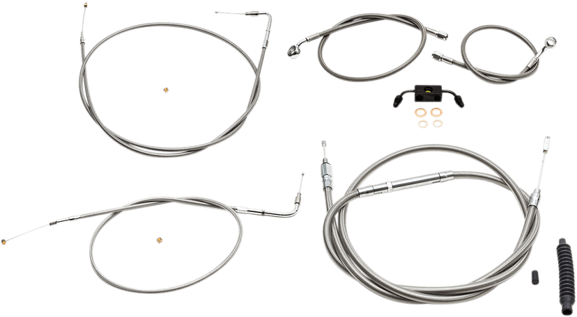 LA CHOPPERS 06620439 Standard Stainless Braided Handlebar Cable/Brake Line Kit - 15"-17" Ape Hangers - '12-'17 FXDF