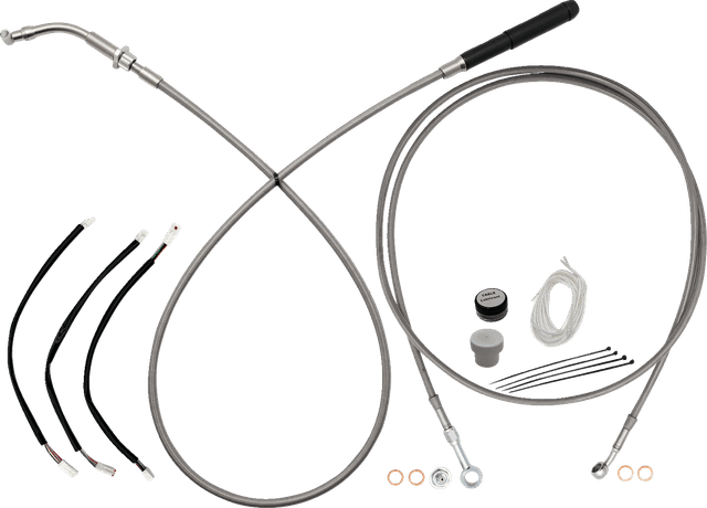 FAT BAGGERS INC. 06621287 EZ Install Kit - 11" Handlebars - Upper Clutch - Full Length - Braided Stainless Steel — image 1 of 2