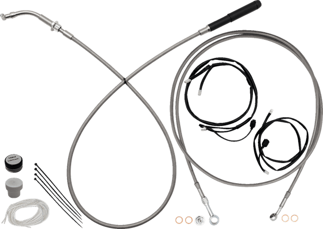 FAT BAGGERS INC. 06621289 EZ Install Kit - 13"/14" Handlebars - Upper Clutch - Full Length - Braided Stainless Steel